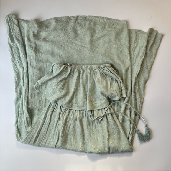 NWT Lulus Made for Vacation Sage Green Silver Strapless Maxi Dress - Picture 9 of 15